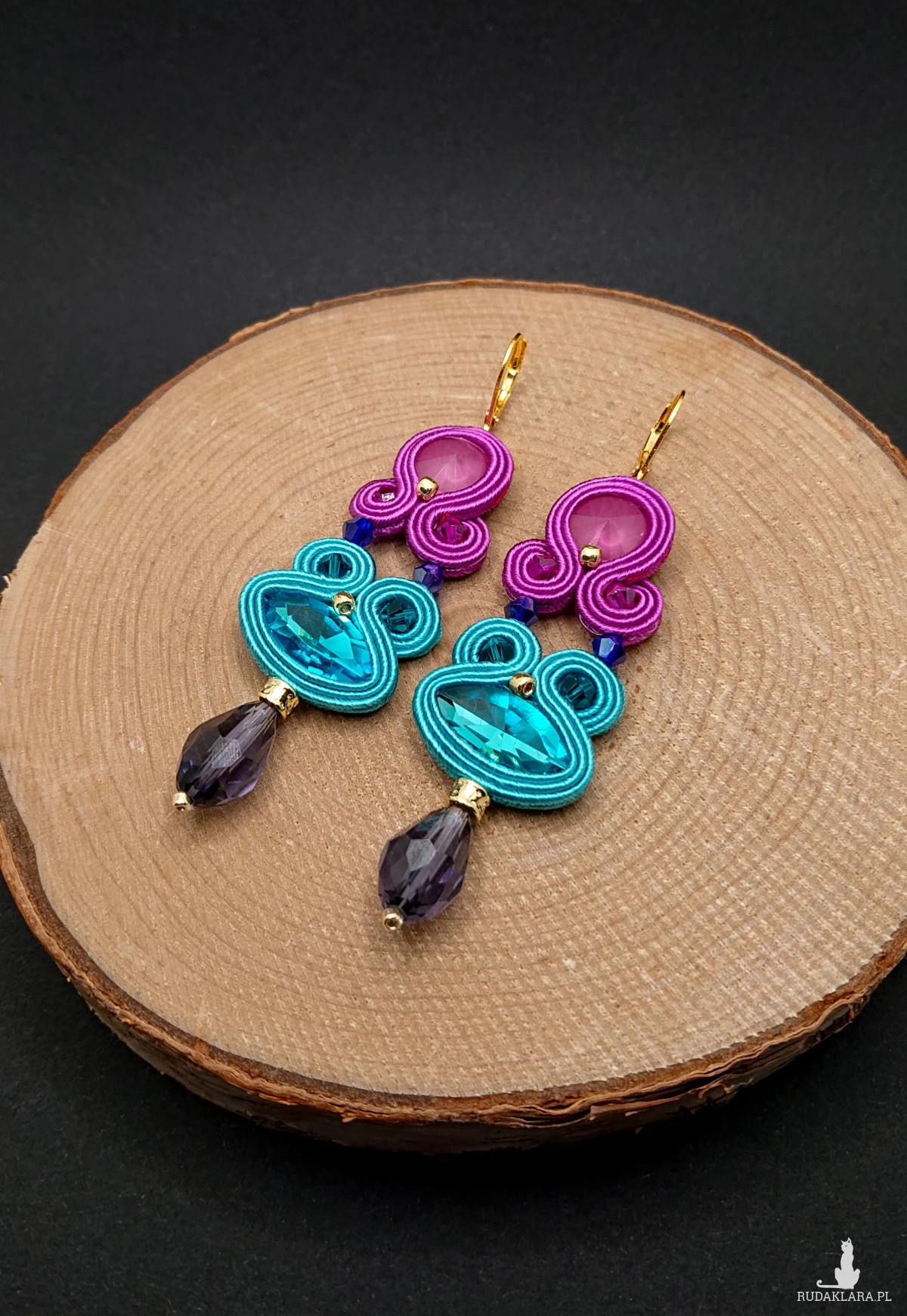 KOLOROWE KOLCZYKI SUTASZ Z KRYSZTAŁKAMI 1